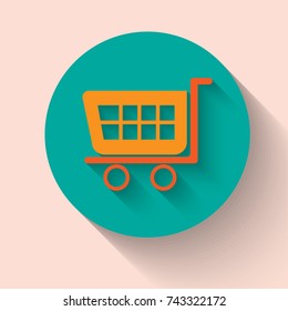 Shopping Cart Flat icon isolated, Vector Flat Design with long shadows