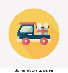 shopping cart flat icon with long shadow
