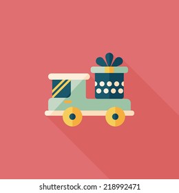 shopping cart flat icon with long shadow