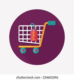 shopping cart flat icon with long shadow,eps10