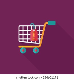 shopping cart flat icon with long shadow,eps10