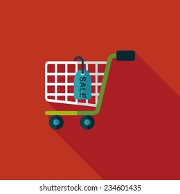 shopping cart flat icon with long shadow,eps10
