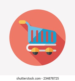 shopping cart flat icon with long shadow,eps10