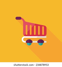 shopping cart flat icon with long shadow,eps10