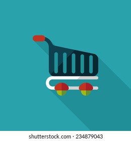 shopping cart flat icon with long shadow,eps10