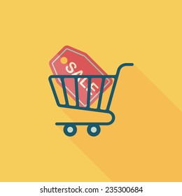 shopping cart flat icon with long shadow,eps10
