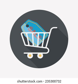 shopping cart flat icon with long shadow,eps10