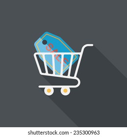 shopping cart flat icon with long shadow,eps10