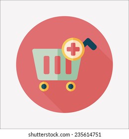 shopping cart flat icon with long shadow,eps10