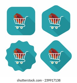 shopping cart flat icon with long shadow,eps10