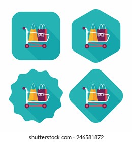 shopping cart flat icon with long shadow,eps10