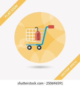 shopping cart flat icon with long shadow,eps10
