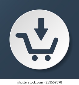 shopping cart Flat Icon with long shadow