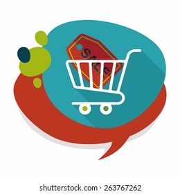 shopping cart flat icon with long shadow,eps10