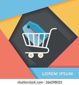 shopping cart flat icon with long shadow,eps10