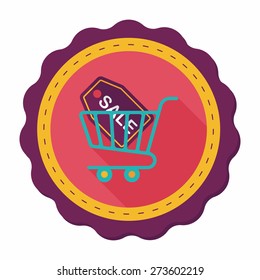 shopping cart flat icon with long shadow,eps10