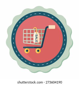 shopping cart flat icon with long shadow,eps10