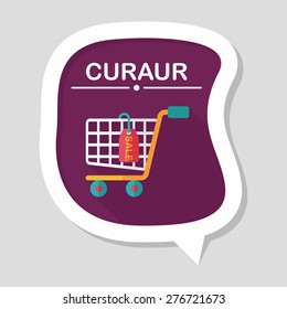 shopping cart flat icon with long shadow,eps10