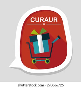 shopping cart flat icon with long shadow