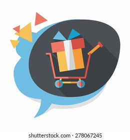 shopping cart flat icon with long shadow