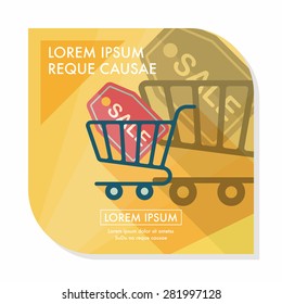 shopping cart flat icon with long shadow,eps10