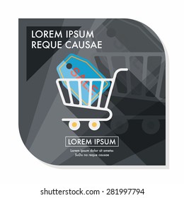 shopping cart flat icon with long shadow,eps10