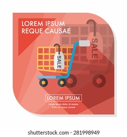 shopping cart flat icon with long shadow,eps10