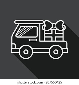 shopping cart flat icon with long shadow, line icon