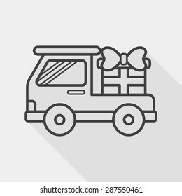 shopping cart flat icon with long shadow, line icon