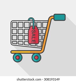 shopping cart flat icon with long shadow,eps10
