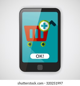 shopping cart flat icon with long shadow,eps10