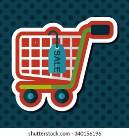 shopping cart flat icon with long shadow,eps10