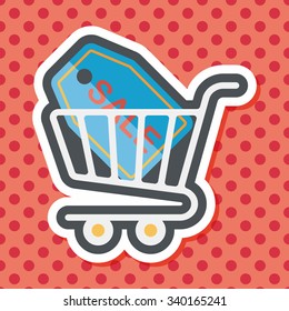 shopping cart flat icon with long shadow,eps10