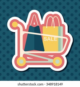 shopping cart flat icon with long shadow,eps10