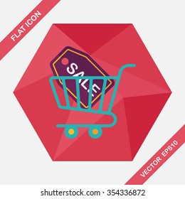 shopping cart flat icon with long shadow,eps10