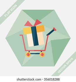 shopping cart flat icon with long shadow