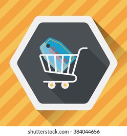 shopping cart flat icon with long shadow,eps10