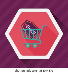shopping cart flat icon with long shadow,eps10