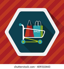 shopping cart flat icon with long shadow,eps10