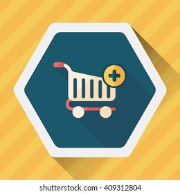 shopping cart flat icon with long shadow,eps10