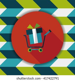 shopping cart flat icon with long shadow