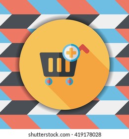 shopping cart flat icon with long shadow,eps10