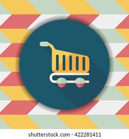 shopping cart flat icon with long shadow,eps10