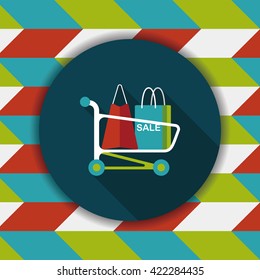 shopping cart flat icon with long shadow,eps10