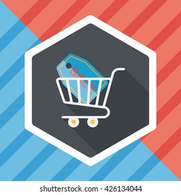 shopping cart flat icon with long shadow,eps10