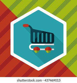 shopping cart flat icon with long shadow,eps10


