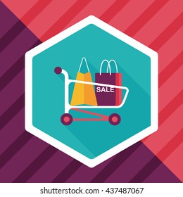 shopping cart flat icon with long shadow,eps10