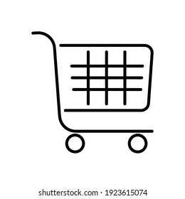 Shopping cart flat icon. Pictogram for web. Line stroke. Basket isolated on white background. Vector eps10