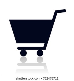 Shopping cart flat icon with reflection.