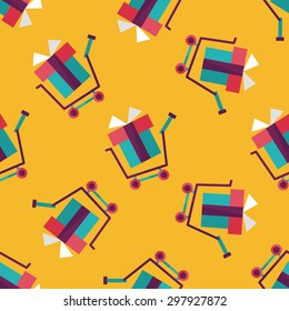 shopping cart flat icon seamless pattern background